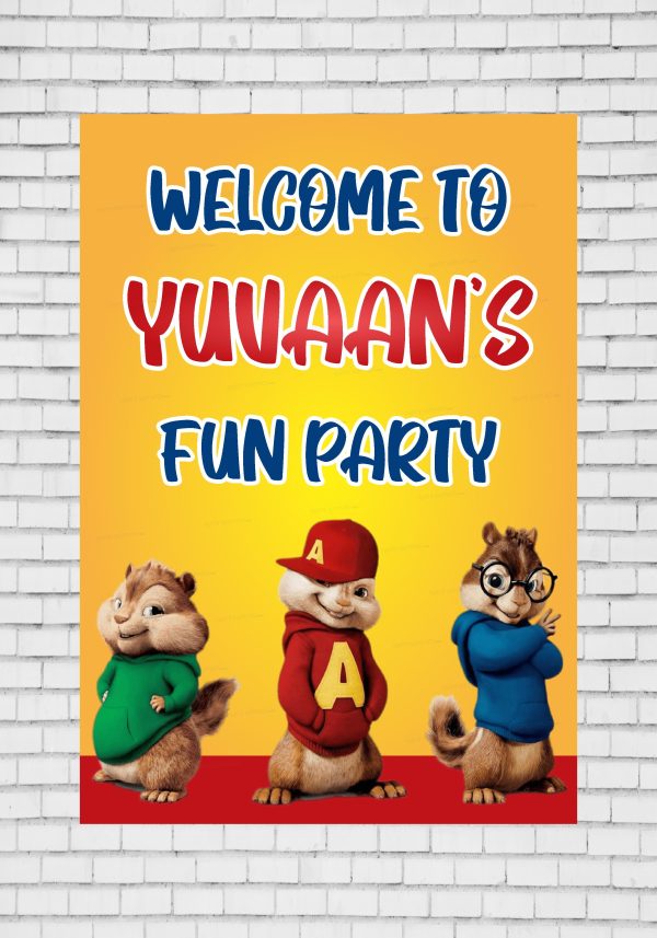 Alvin and Chipmunks Theme Customized Welcome Board on Sale