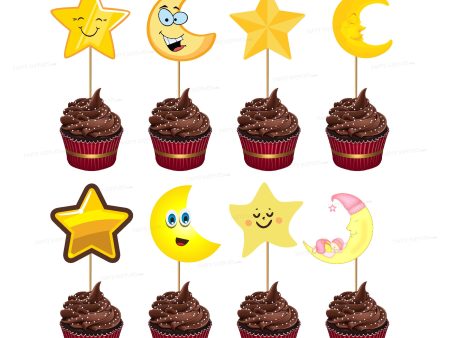 Twinkle Twinkle Little Star Boy Theme Cup Cake Topper Cheap