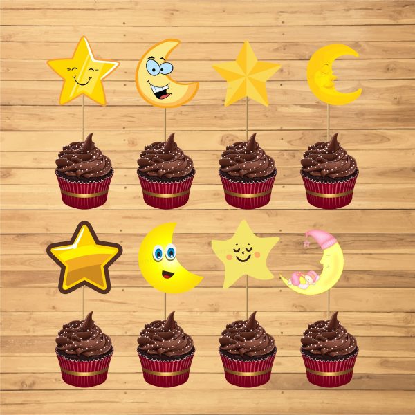 Twinkle Twinkle Little Star Boy Theme Cup Cake Topper Cheap